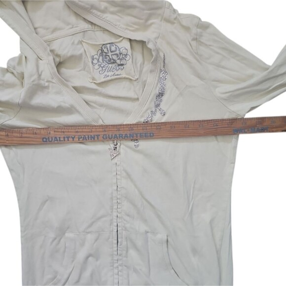 Guess Vintage 100% Cotton Zip-Up Hoodie Jacket Women’s M Butter Yellow Y2K Style - Picture 10 of 13